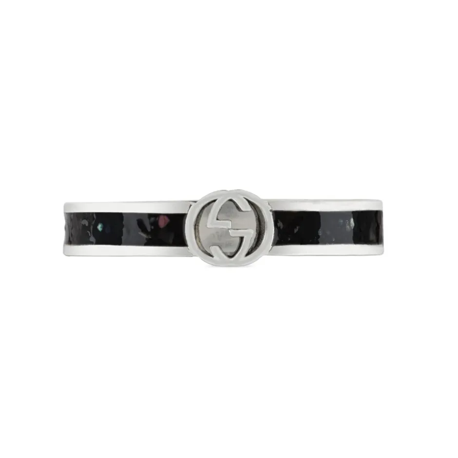 Clearance Interlocking G Ring Sterling Sølv Ikonisk Logo Dame Smykker