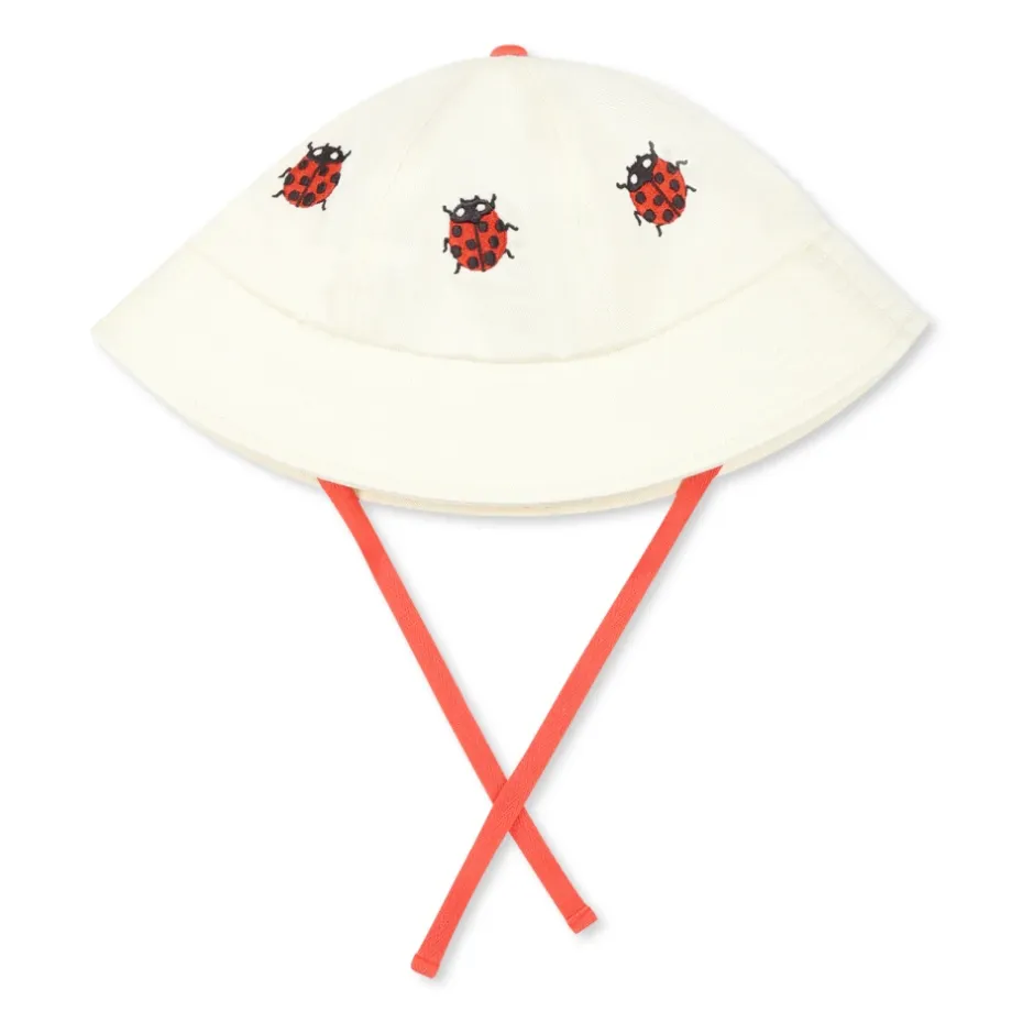 Outlet Ivory Bomuldscloche med Ladybugs Broderi Børn Huer & Kasketter