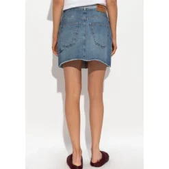 Kort denim nederdel med logo Dame Nederdele