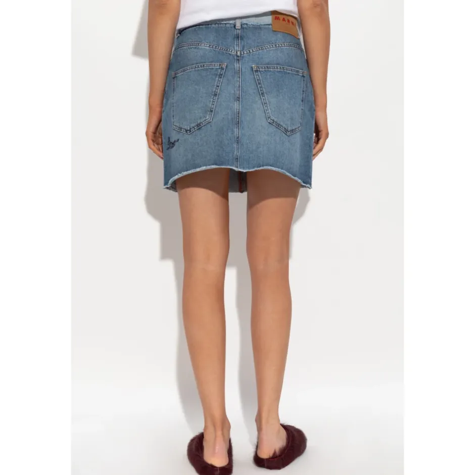 Kort denim nederdel med logo Dame Nederdele