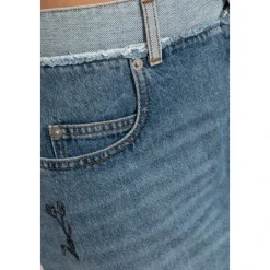 Kort denim nederdel med logo Dame Nederdele