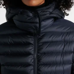Outlet Lang Hættedunjakke Navy Dame Jakker