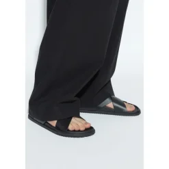 Outlet Læder slides med logo-formet applikation Sandaler