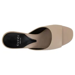 Sale Læder Slip-On Sandaler med Logo Detalje Dame Stiletter