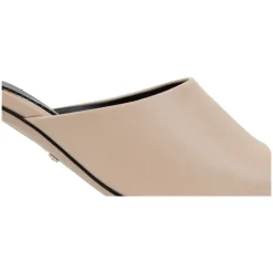 Sale Læder Slip-On Sandaler med Logo Detalje Dame Stiletter
