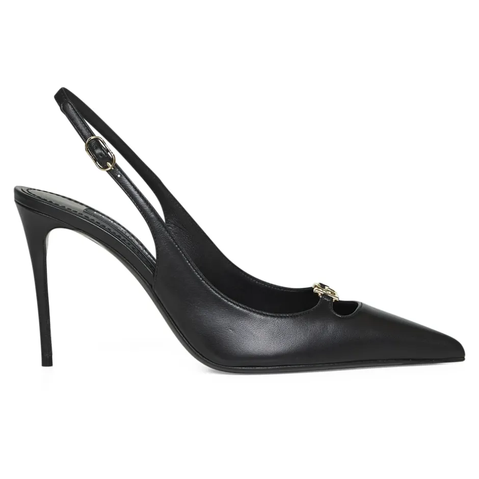 Leather Pump With Metal DG Logo Dame Pumps|Stiletter