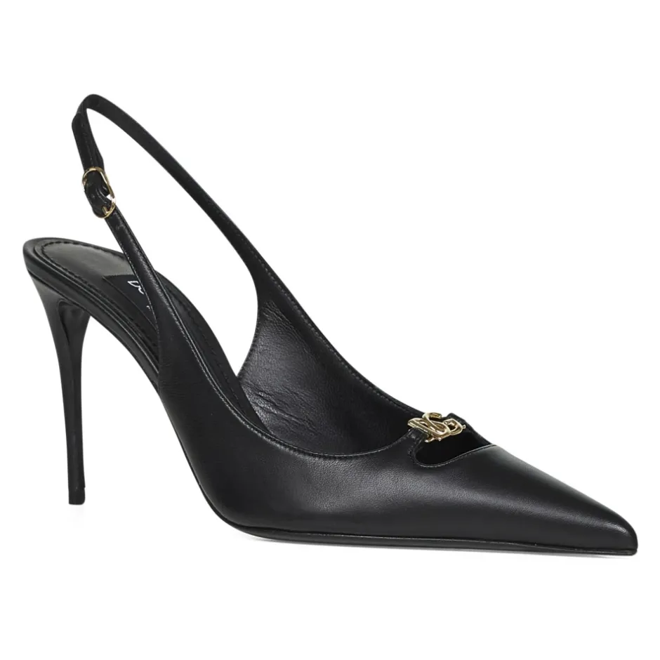 Leather Pump With Metal DG Logo Dame Pumps|Stiletter