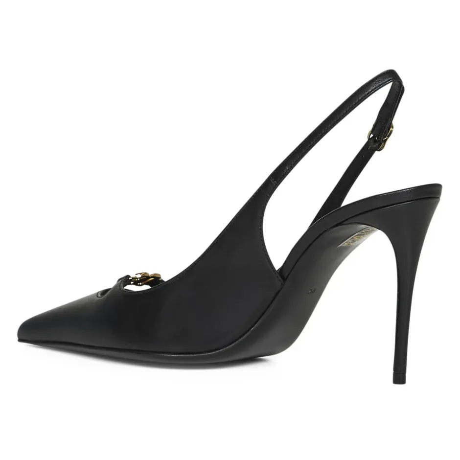Leather Pump With Metal DG Logo Dame Pumps|Stiletter