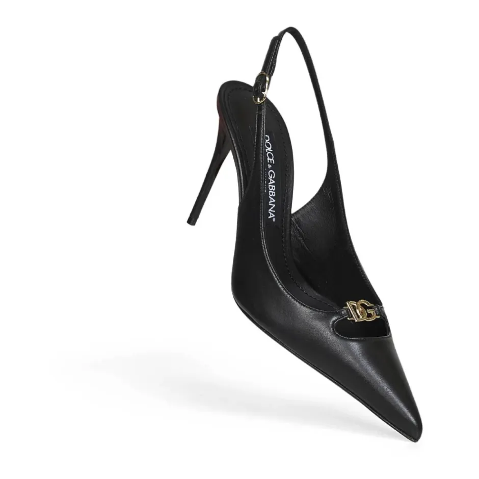 Leather Pump With Metal DG Logo Dame Pumps|Stiletter