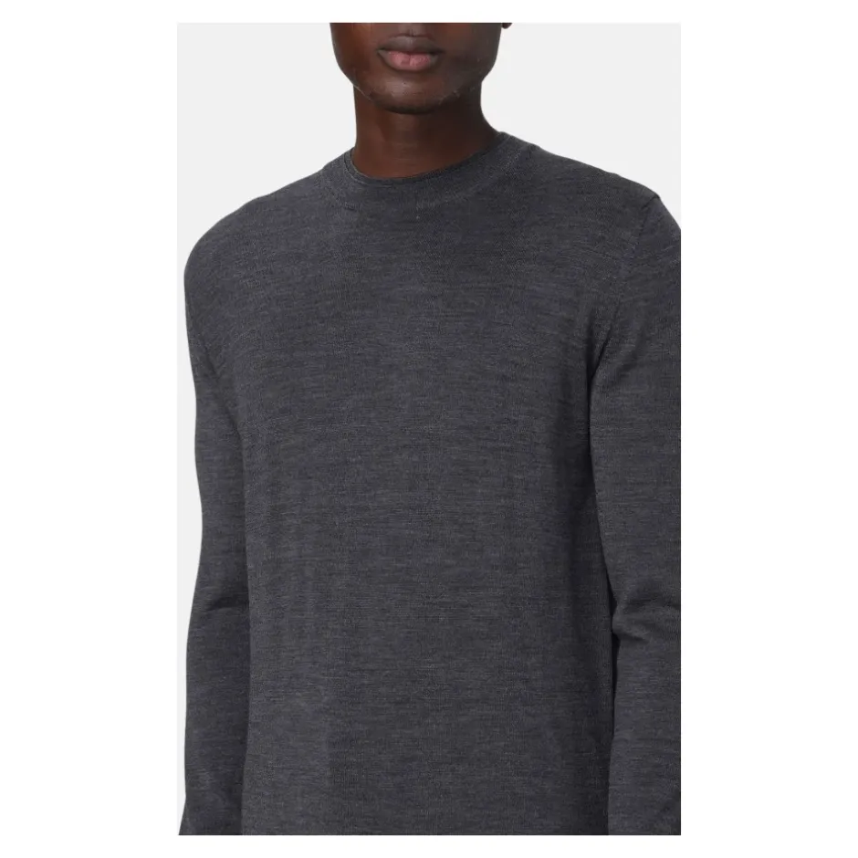 Online Let Merinouldssweater med Dobbelt Crew Neck Detalje Strik