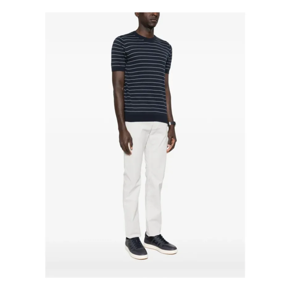 Clearance Maglia girocollo in maglia manica corta a righe Strik