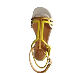 Sale Metallic lædersandal med spænde lukning Dame Sandaler