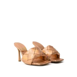 Sale Metallic Sandal Mule med Tubular Weave Dame Stiletter
