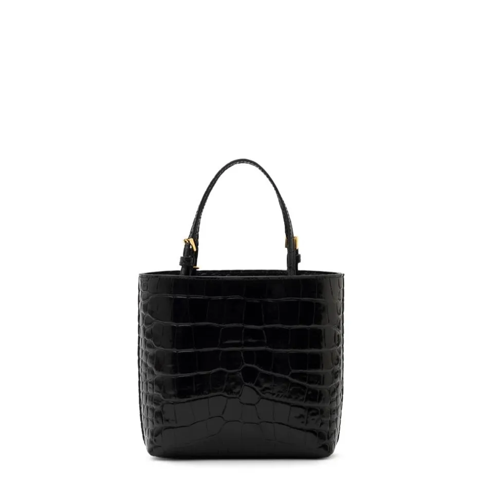 Best Mini Læder Tote Bag med Logo Charms Dame Bæltetasker