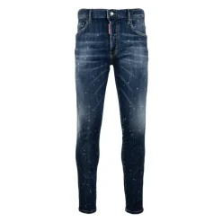 Sale Mænds Knaphul Jeans med Læder Patch Jeans