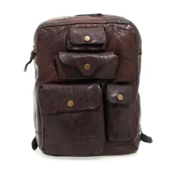 Multi-pocket Læder Rygsæk Tasker