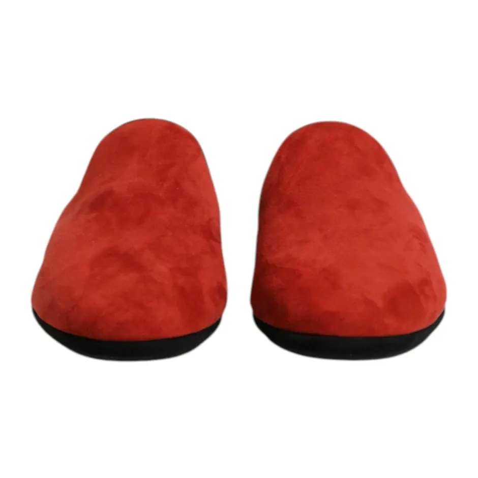 Best Orange Velvet Slides Lædersål Hjemmesko