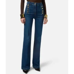 Sale Palazzo Denim Bukser med Guld Knapper Dame Jeans