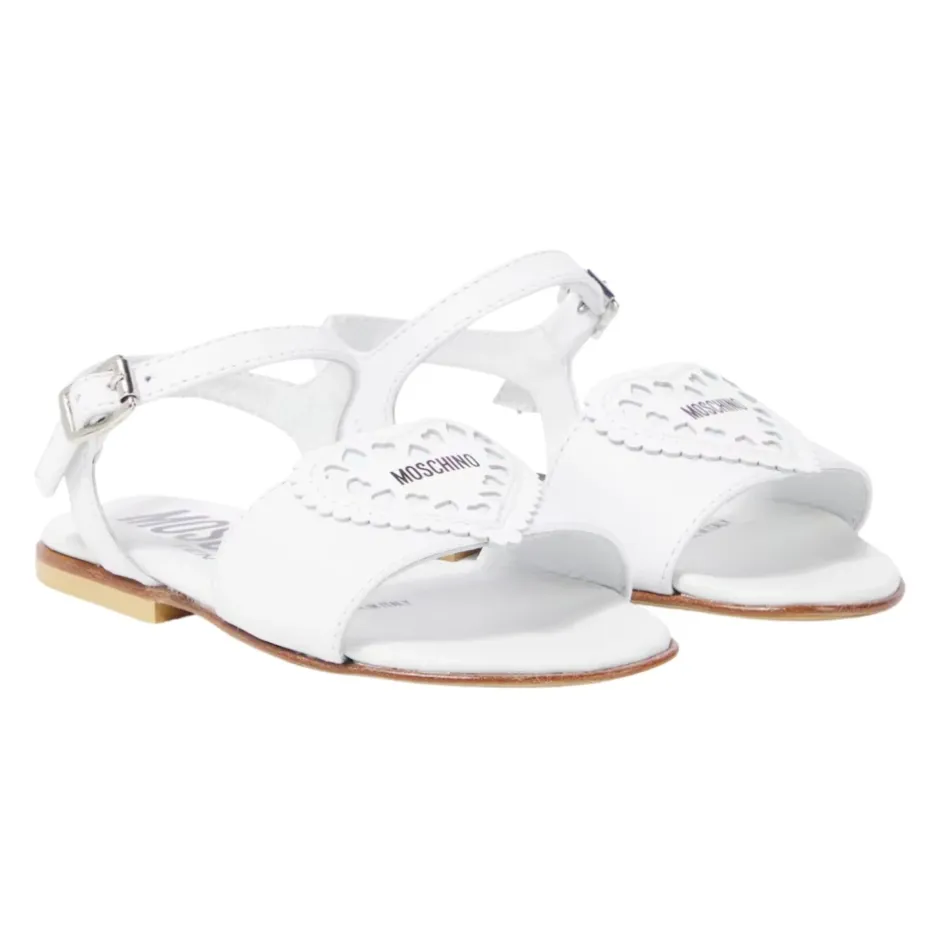 Outlet Perforated Heart Leather Sandal Børn Sandaler