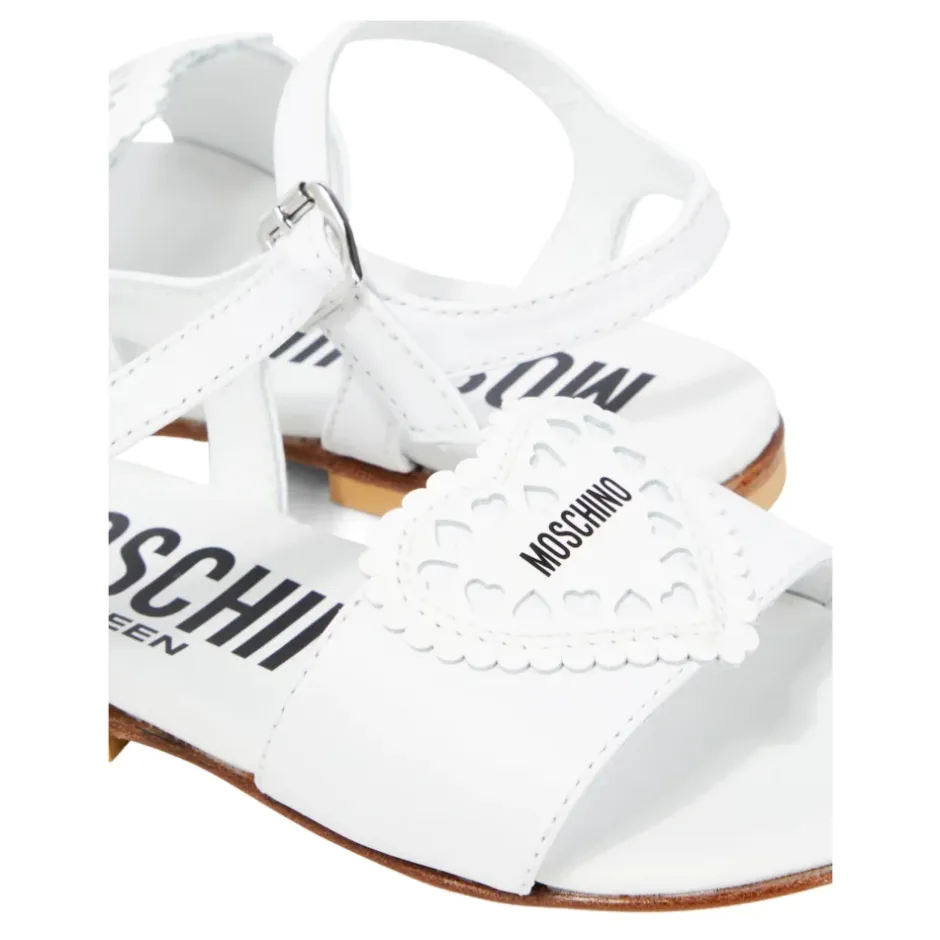 Outlet Perforated Heart Leather Sandal Børn Sandaler