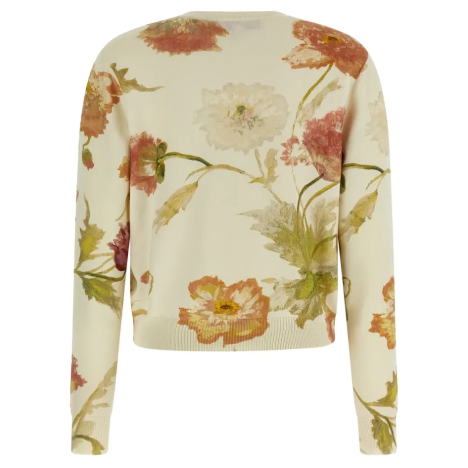 Poppy-Print Cardigan Dame Striktrøjer & Sweatere