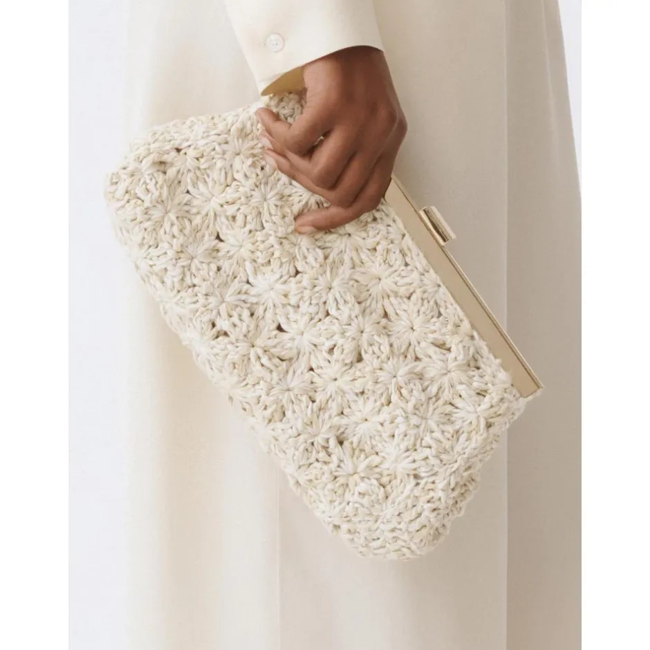 Discount Raffia Blomster Clutch Elegant Skuldertaske Dame Clutch