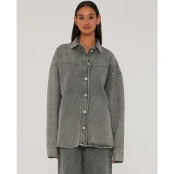 Rhinestone Denim Skjorte Dame Bluser & Skjorter