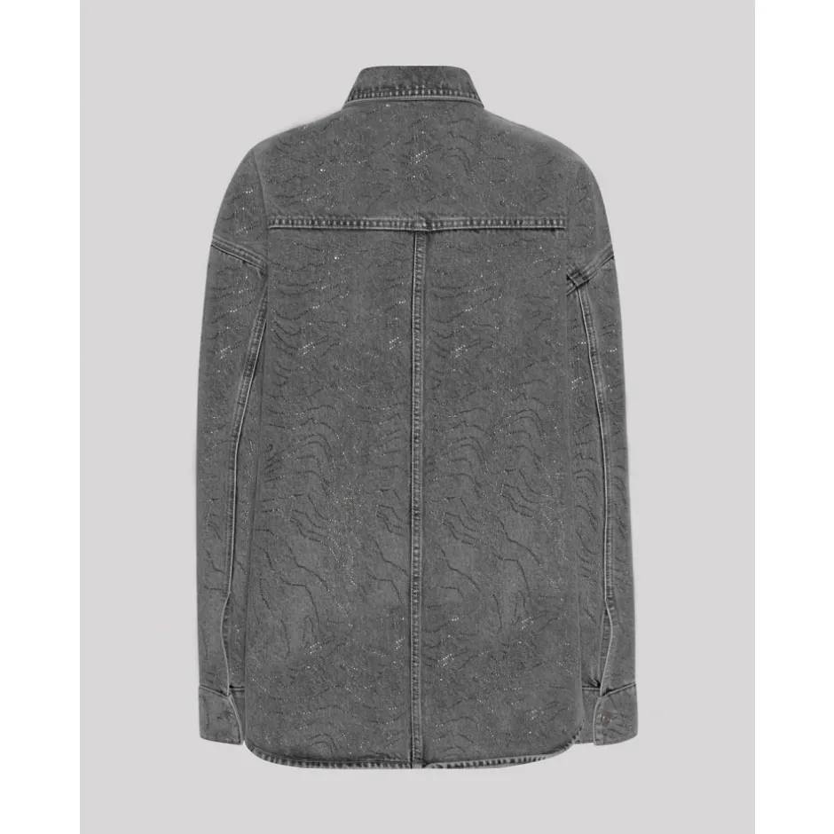 Rhinestone Denim Skjorte Dame Bluser & Skjorter
