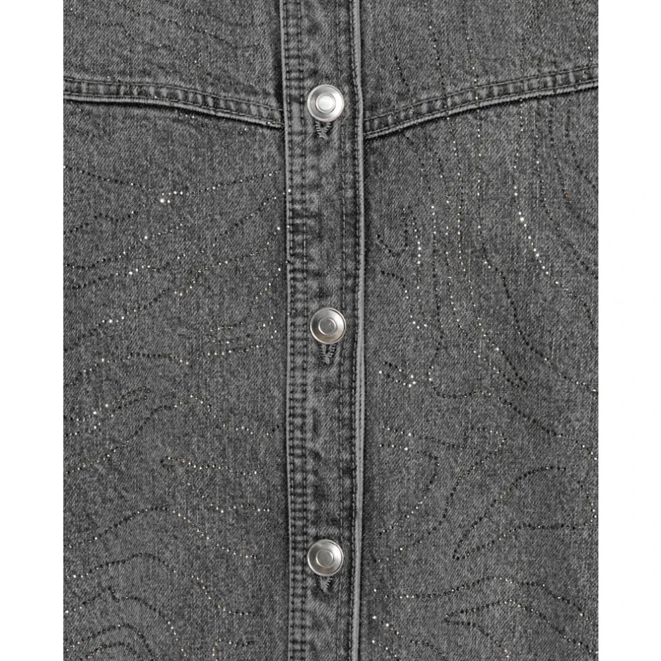Rhinestone Denim Skjorte Dame Bluser & Skjorter