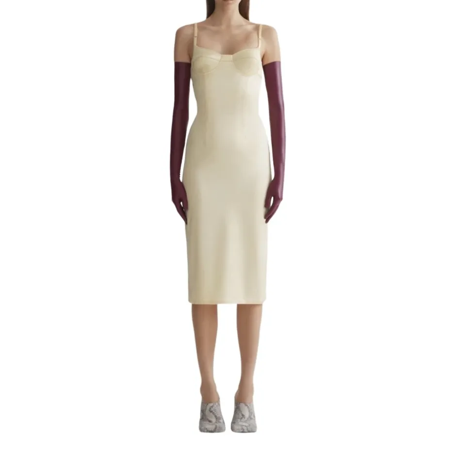 Best Ribbed Bodice Midi Dress Dame Kjoler