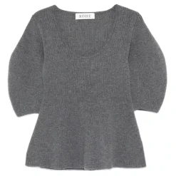 New Ribstrikket Top med Rund Halsudskæring Dame Striktrøjer & Sweatere