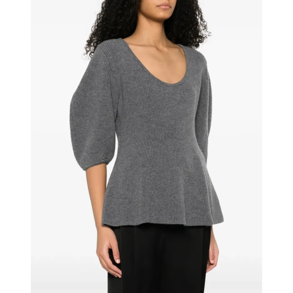 New Ribstrikket Top med Rund Halsudskæring Dame Striktrøjer & Sweatere