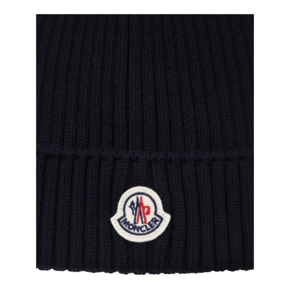 Clearance Ribstrikket uldhue med logo Børn Huer & Kasketter