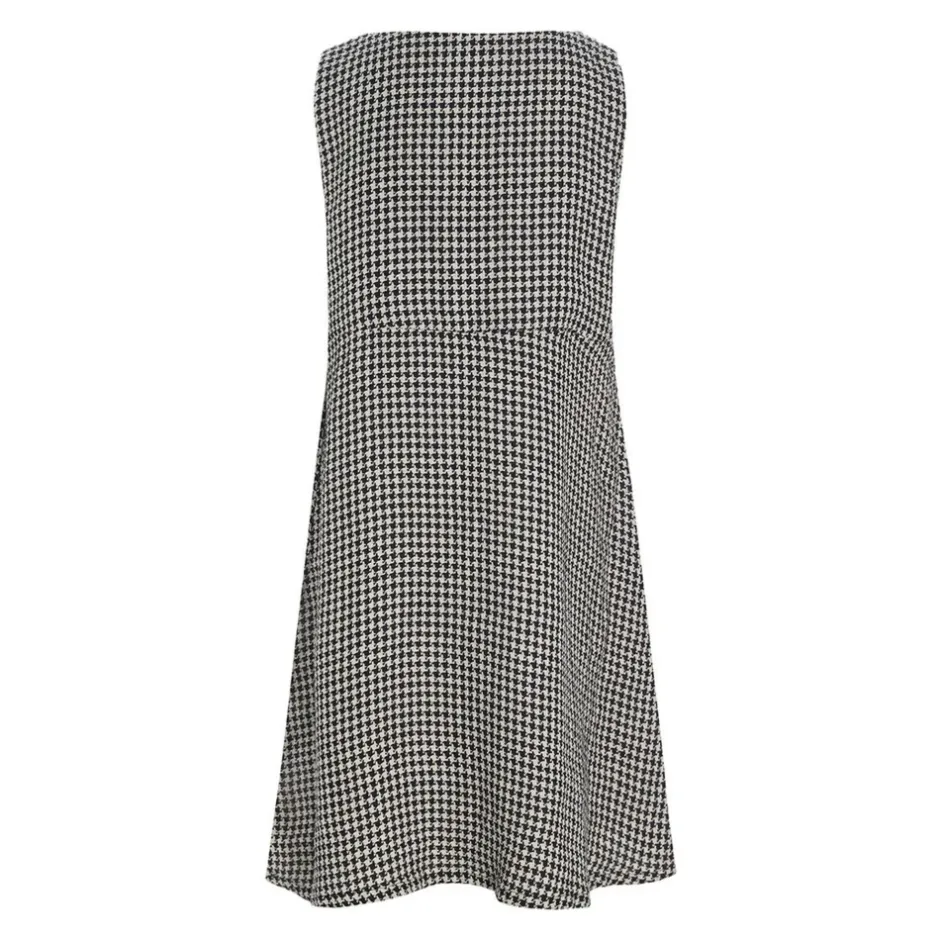 New Ærmeløs Pepita Kjole Sort/Ivory Dame Kjoler