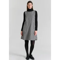 New Ærmeløs Pepita Kjole Sort/Ivory Dame Kjoler