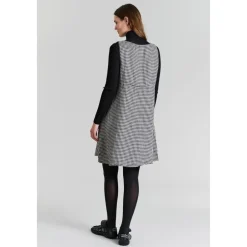 New Ærmeløs Pepita Kjole Sort/Ivory Dame Kjoler