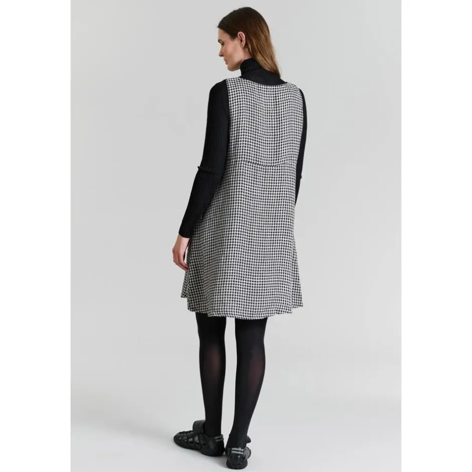 New Ærmeløs Pepita Kjole Sort/Ivory Dame Kjoler