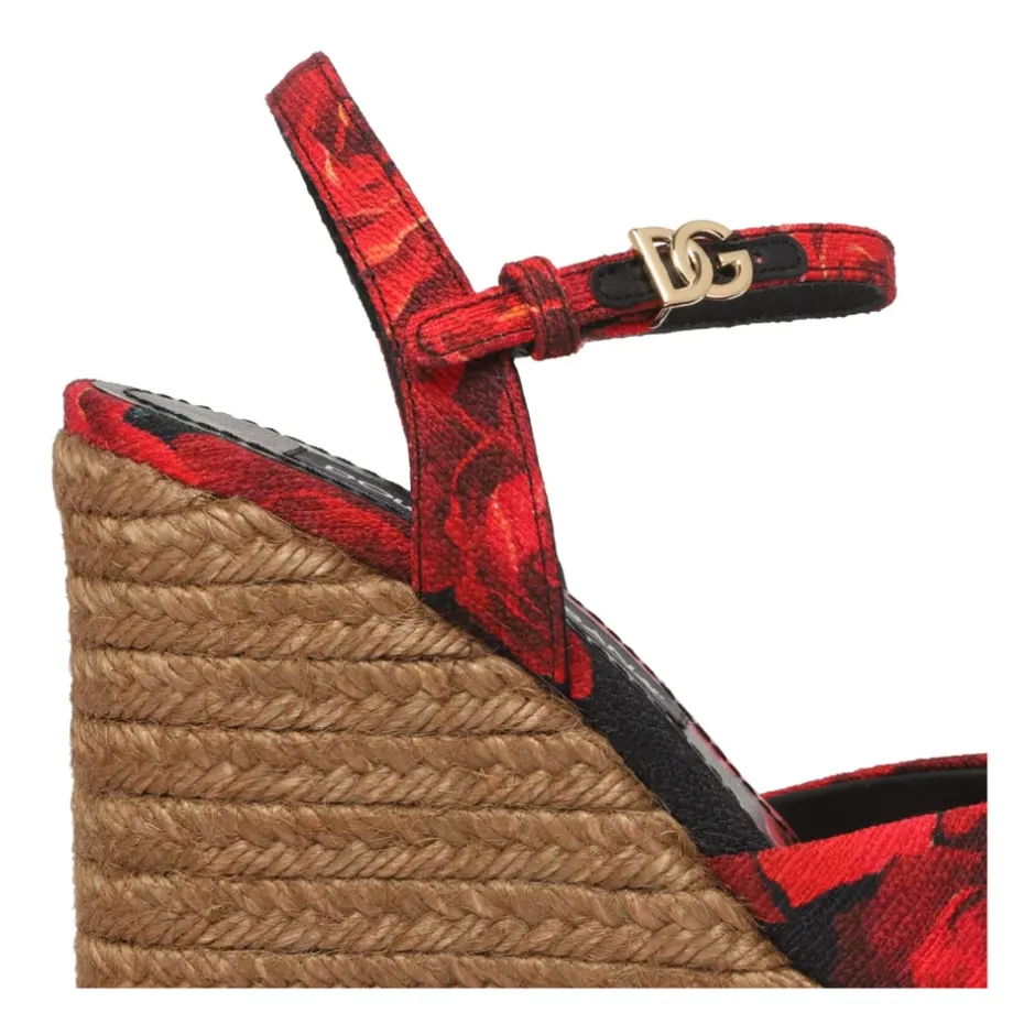 Hot Rose Red Lolita Blomst Kile Sandaler Dame Stiletter