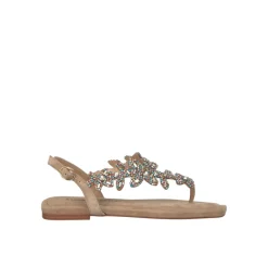 Online Sandal prydet med strass-blomster Dame Sandaler