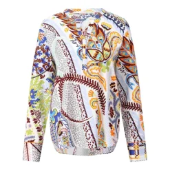 Outlet Silkebluse med farverigt print Dame Bluser & Skjorter