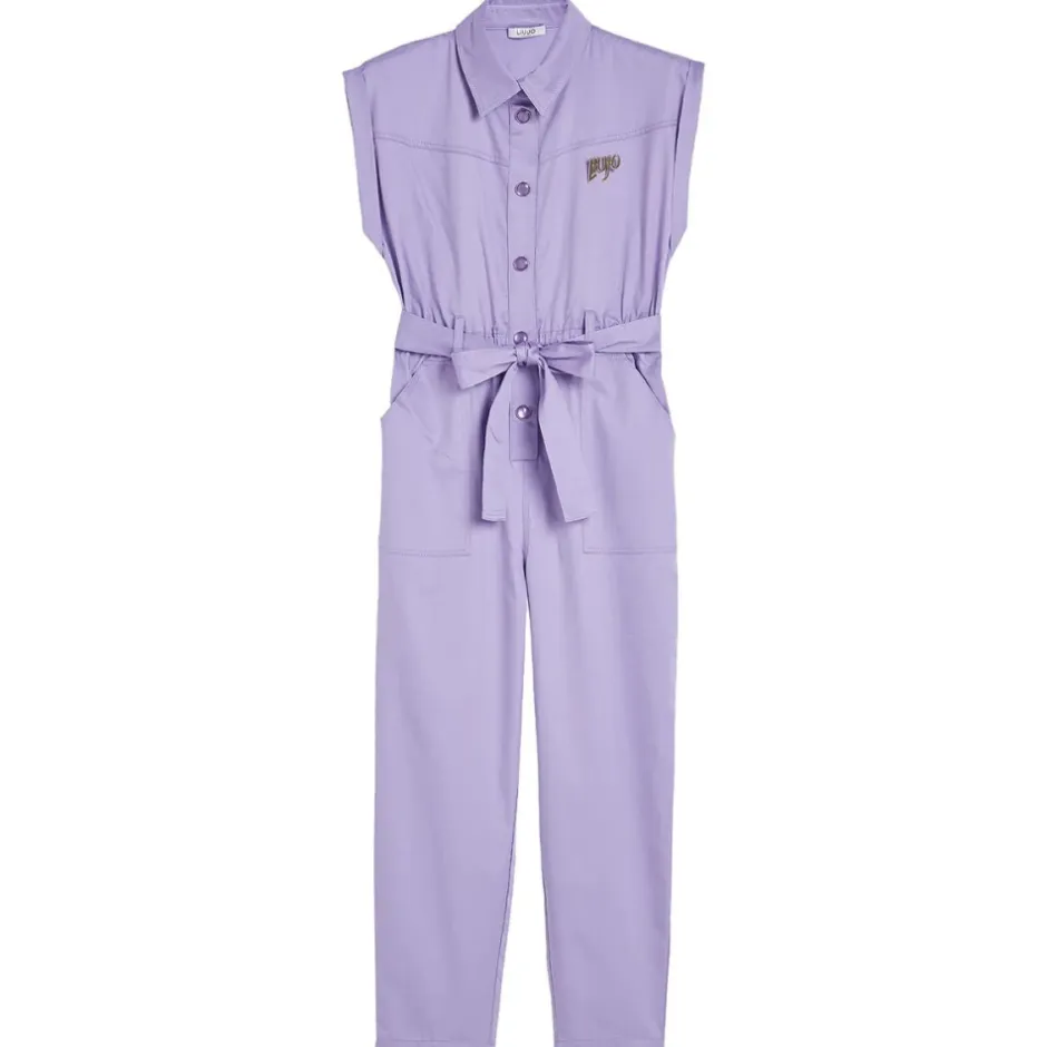 Hot Skjortekjole med knaplukning foran og tone-i-tone bælte Børn Jumpsuits