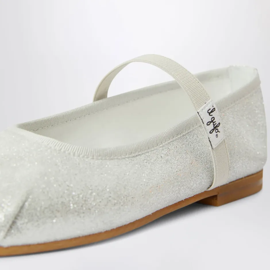 Clearance Sølv Ballerina Flade Sko Børn Ballerinasko