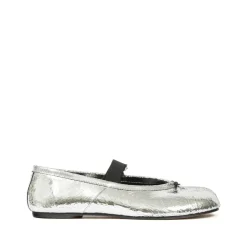 Hot Sølv Elastisk Strop Tabi Slip-On Sko Dame Ballerina Sko