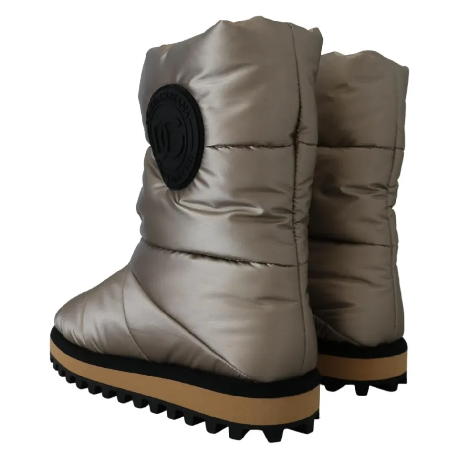 New Sølv Vinter Mid Calf Støvler Vinterstøvler