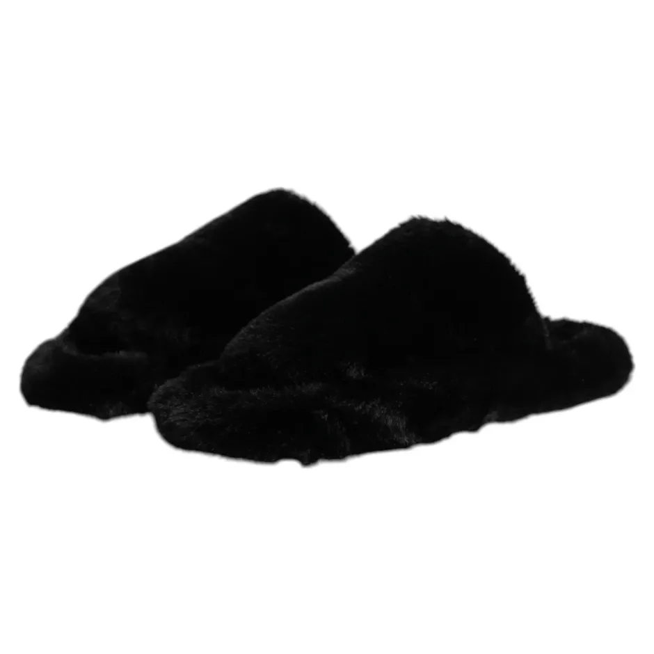 Clearance Falsk Pels Slides Sandaler Hjemmesko