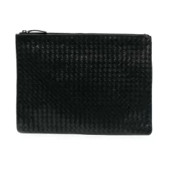 Læder Flettet Top Lynlås Taske Dame Clutch