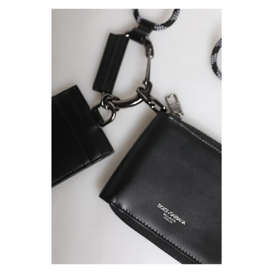 Clearance Læder Lanyard Zip Around Kortholderpung Punge & Kortholder