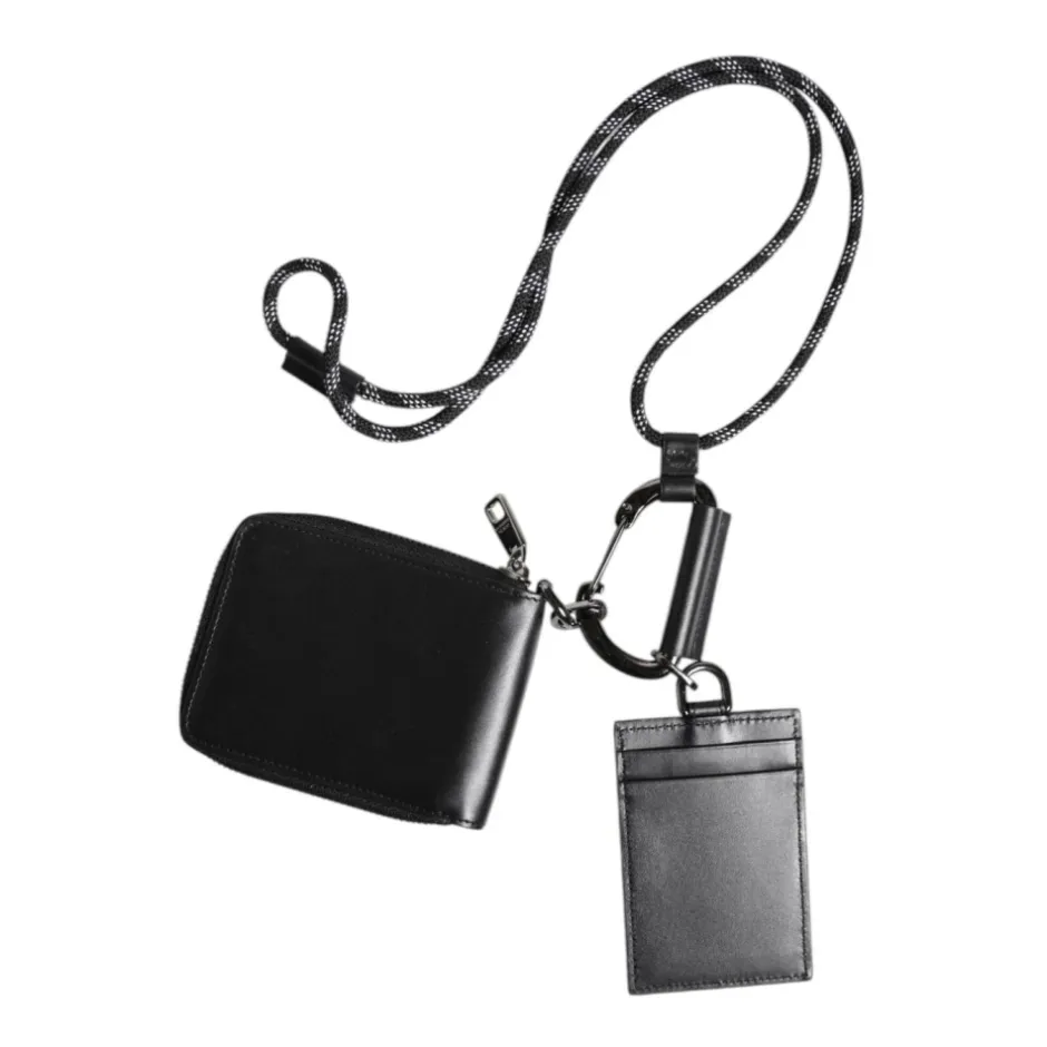 Clearance Læder Lanyard Zip Around Kortholderpung Punge & Kortholder
