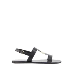 Sale lædersandal med gyldne detaljer Dame Sandaler