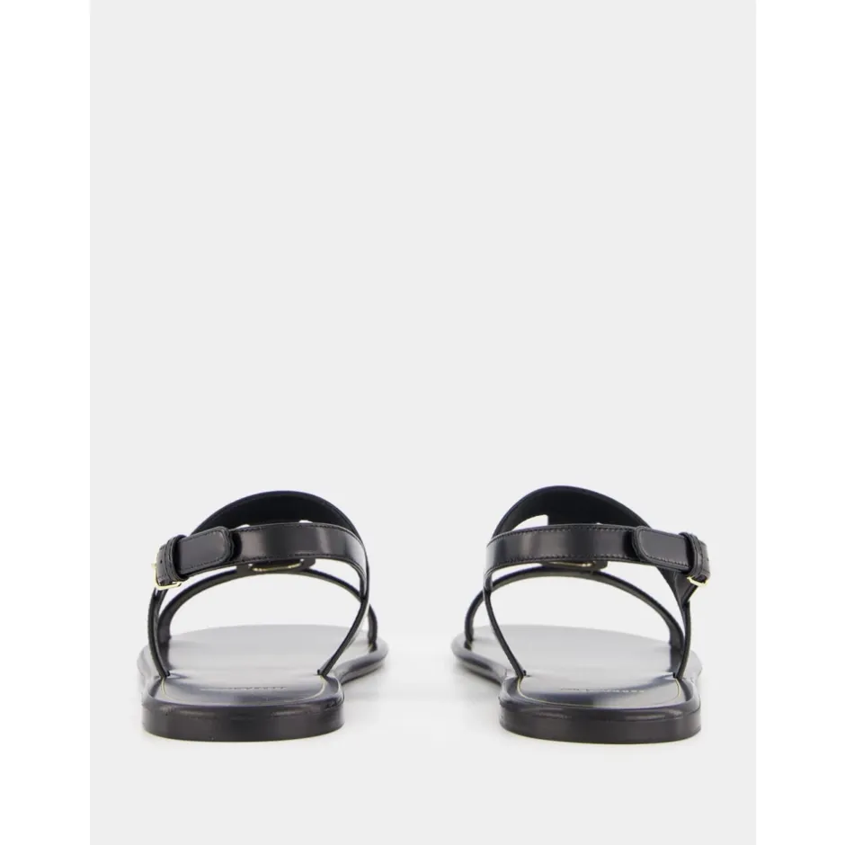 Sale lædersandal med gyldne detaljer Dame Sandaler